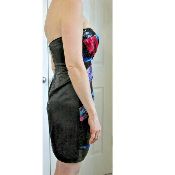 Mini Dress Size 6 Black Sequins Multicolor Lipsy London Sparkling Bodycon Sexy - Picture 2 of 13
